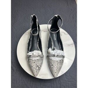 Rampage Blakely Flat Ballet Shoes Ankle Strap BW Snake Skin SZ 7 NWOB Preppy
